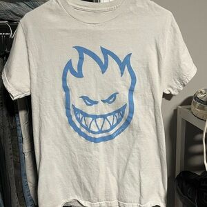 White T-Shirt with Blue Spitfire logo